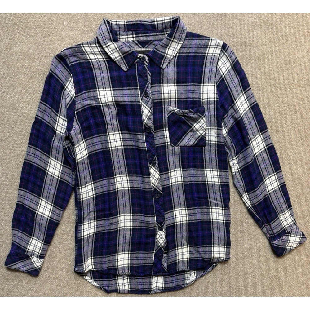 Rail's Women's Small Shirt Button Down Flannel Shirt Blouse Purple Black GUC
